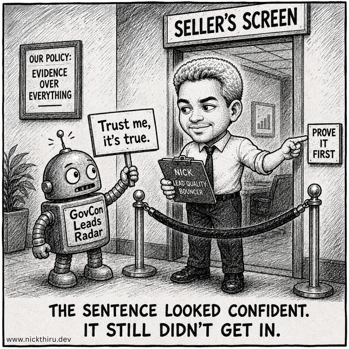 Illustration for GovCon Leads Radar — When 'safe AI' means knowing when it's wrong