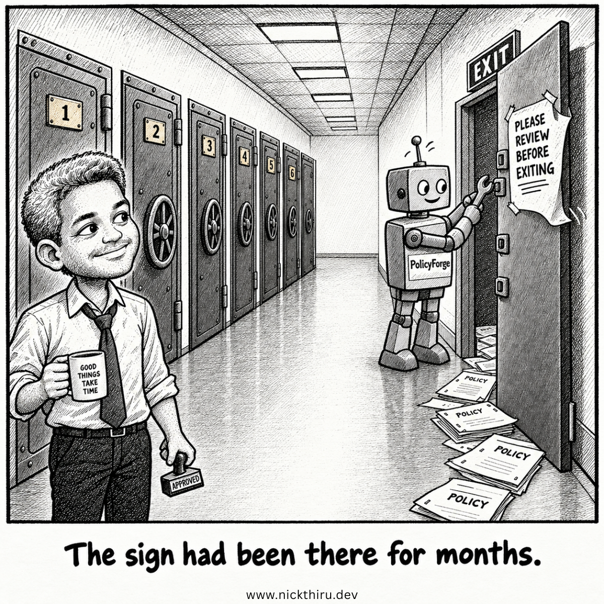 Illustration for PolicyForge — Approval gates that live in the code