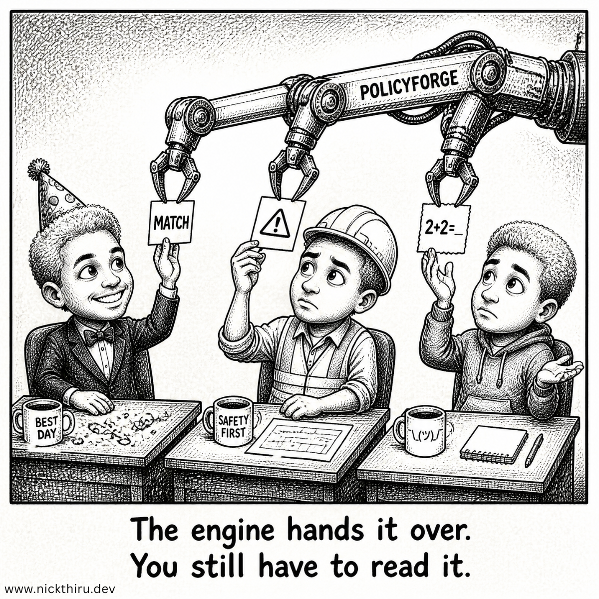 Illustration for PolicyForge — Real options, not one draft